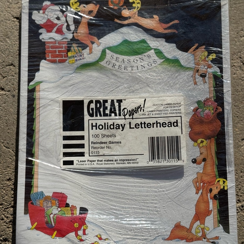 VRG NEE Christmas Letterhead Reindeer Games Design 100‎ Sheets